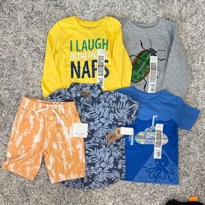 BUNDLE OF NEW: Falls Creek Boys Multi-Pack Tops & Shorts — Yellow, Gray, Blue
